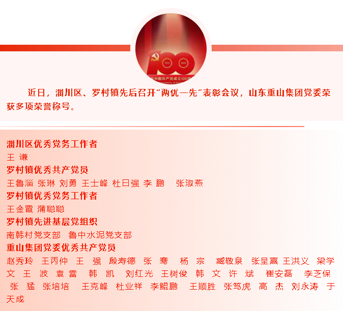 【光榮榜】集團(tuán)黨委榮獲“先進(jìn)基層黨組織”等榮譽(yù)稱號57