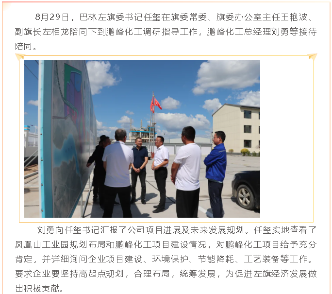 巴林左旗委書記任璽到鵬峰化工調(diào)研15