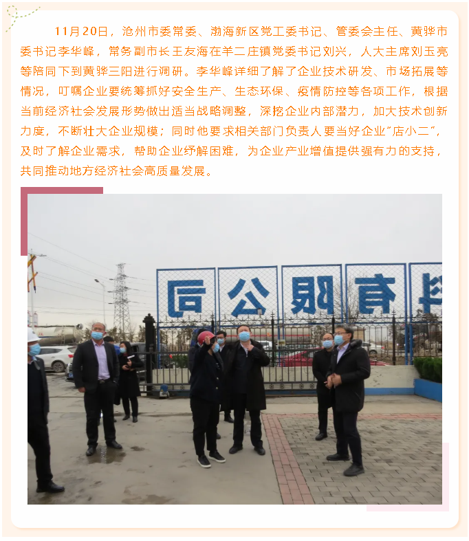 滄州市委常委、黃驊市委書(shū)記李華峰到黃驊三陽(yáng)調(diào)研73